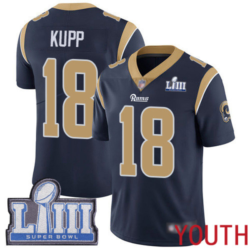 Los Angeles Rams Limited Navy Blue Youth Cooper Kupp Home Jersey NFL Football #18 Super Bowl LIII Bound Vapor Untouchable->youth nfl jersey->Youth Jersey